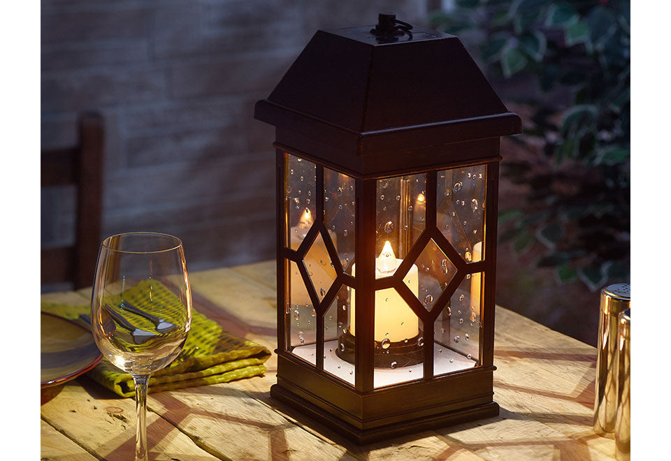 15" Solar Powered Candle Lantern
