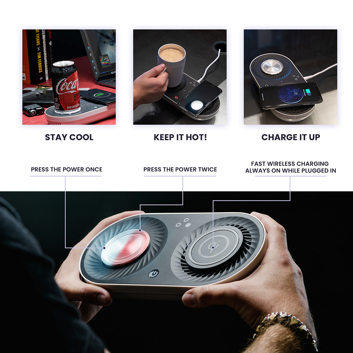 Heating/Cooling Beverage Base with Wireless Charging by Sharper Image - image 4