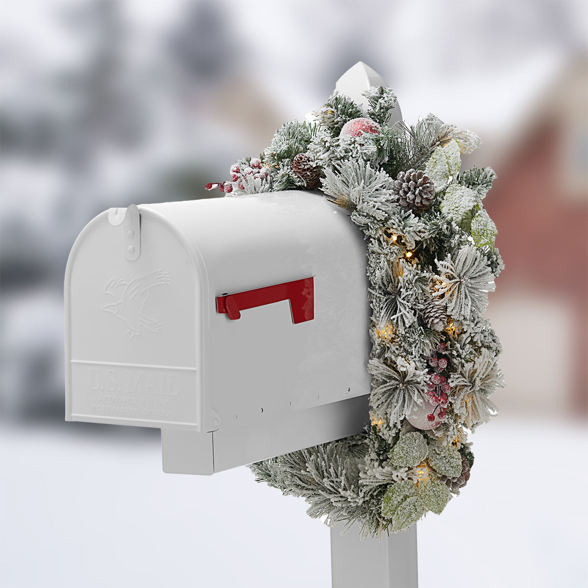 Pre-Lit Mailbox Wreath