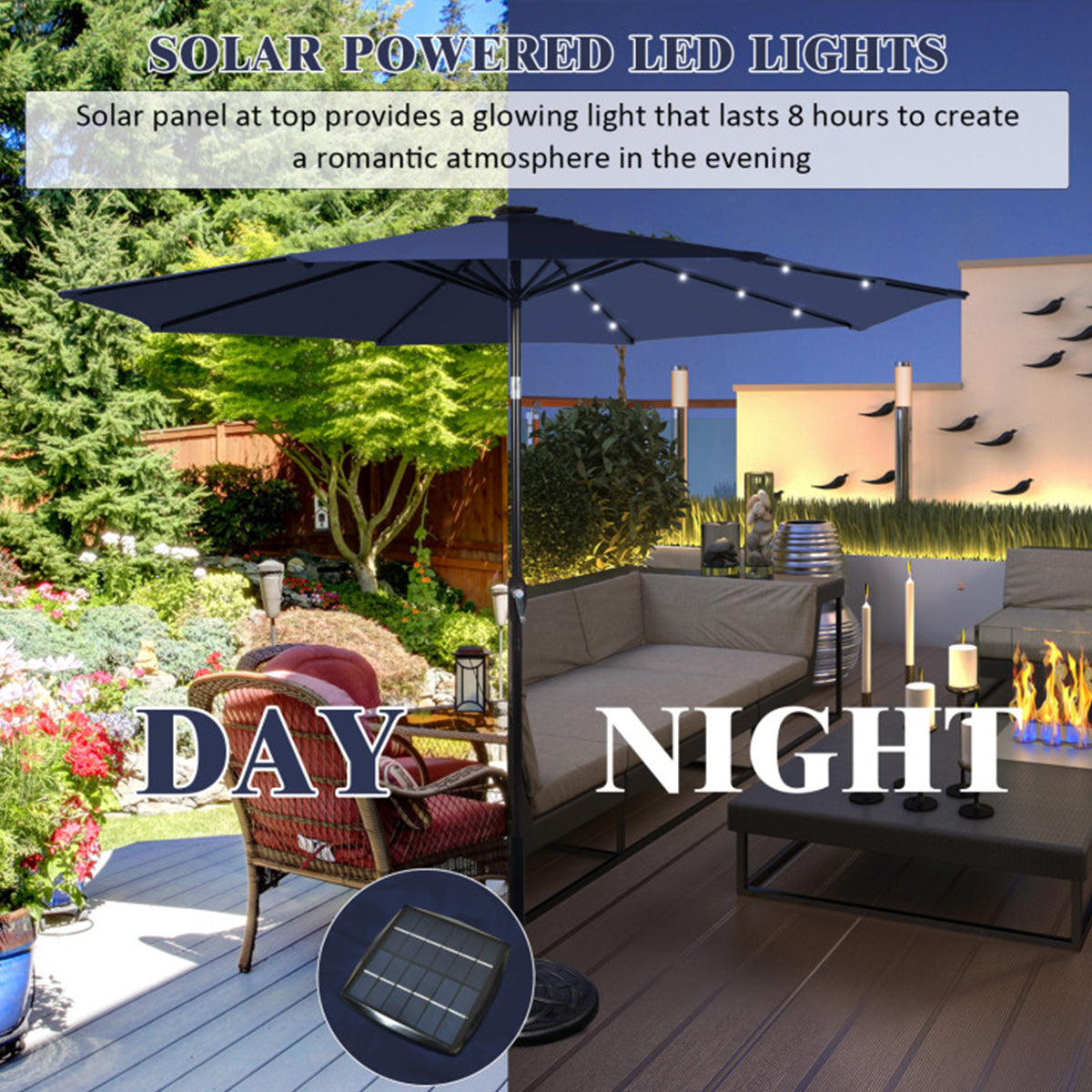 9' Solar LED Lighted Patio Table Umbrella - image 23