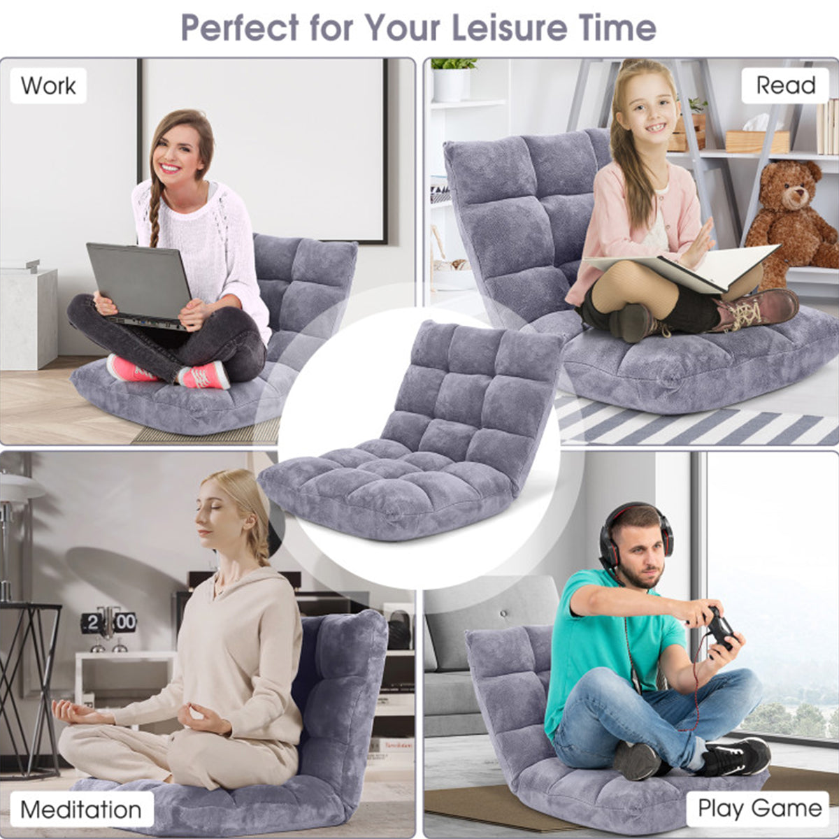 14-Position Adjustable Cushioned Floor Chair - image 47