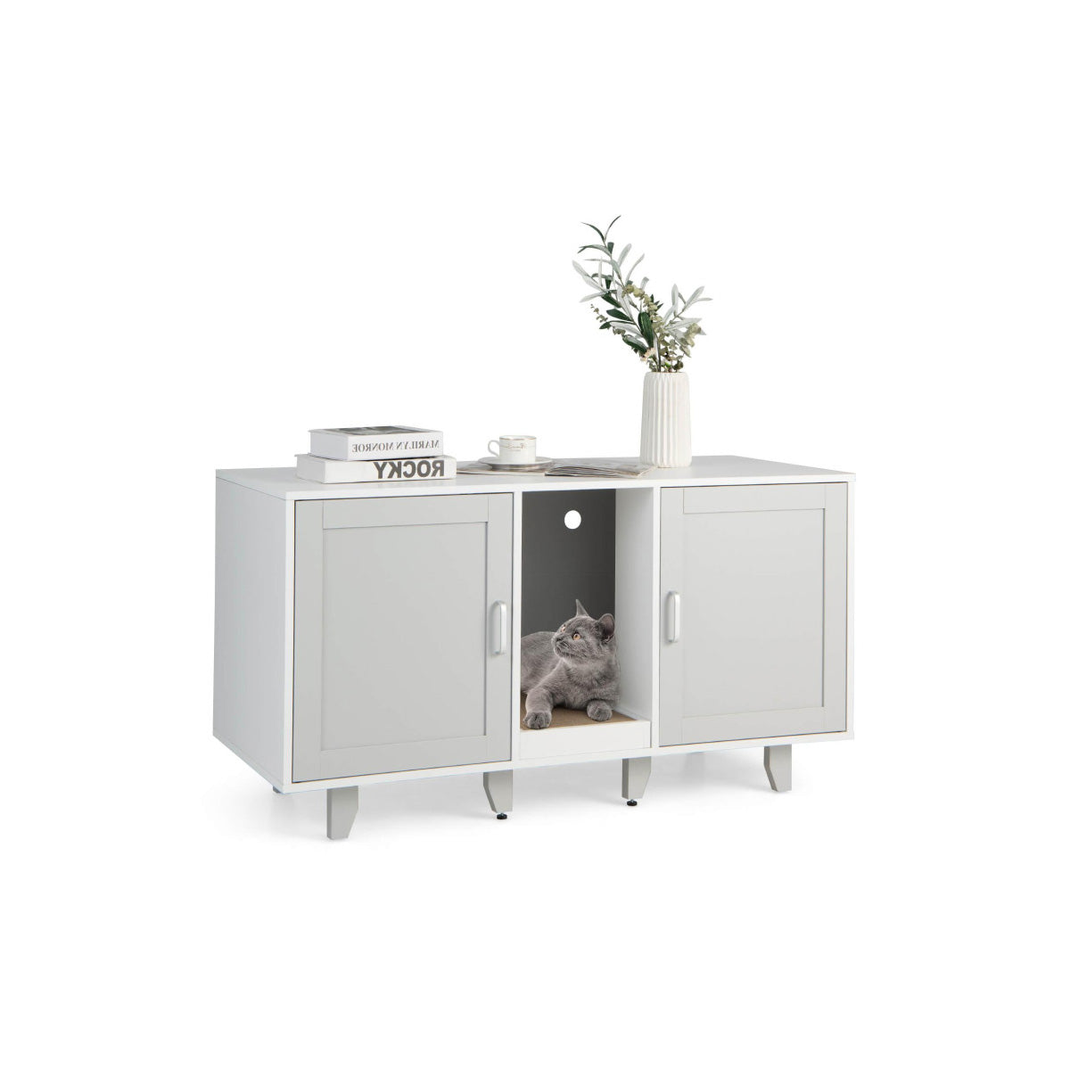 Cat Litter Box Enclosure with Scratching Board - image 22