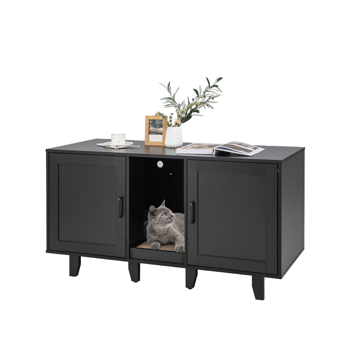 Cat Litter Box Enclosure with Scratching Board - image 2