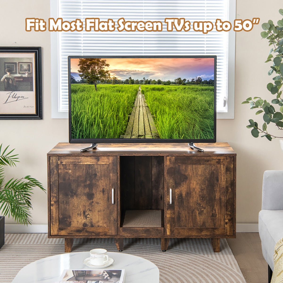 Cat Litter Box Enclosure with Scratching Board - image 39