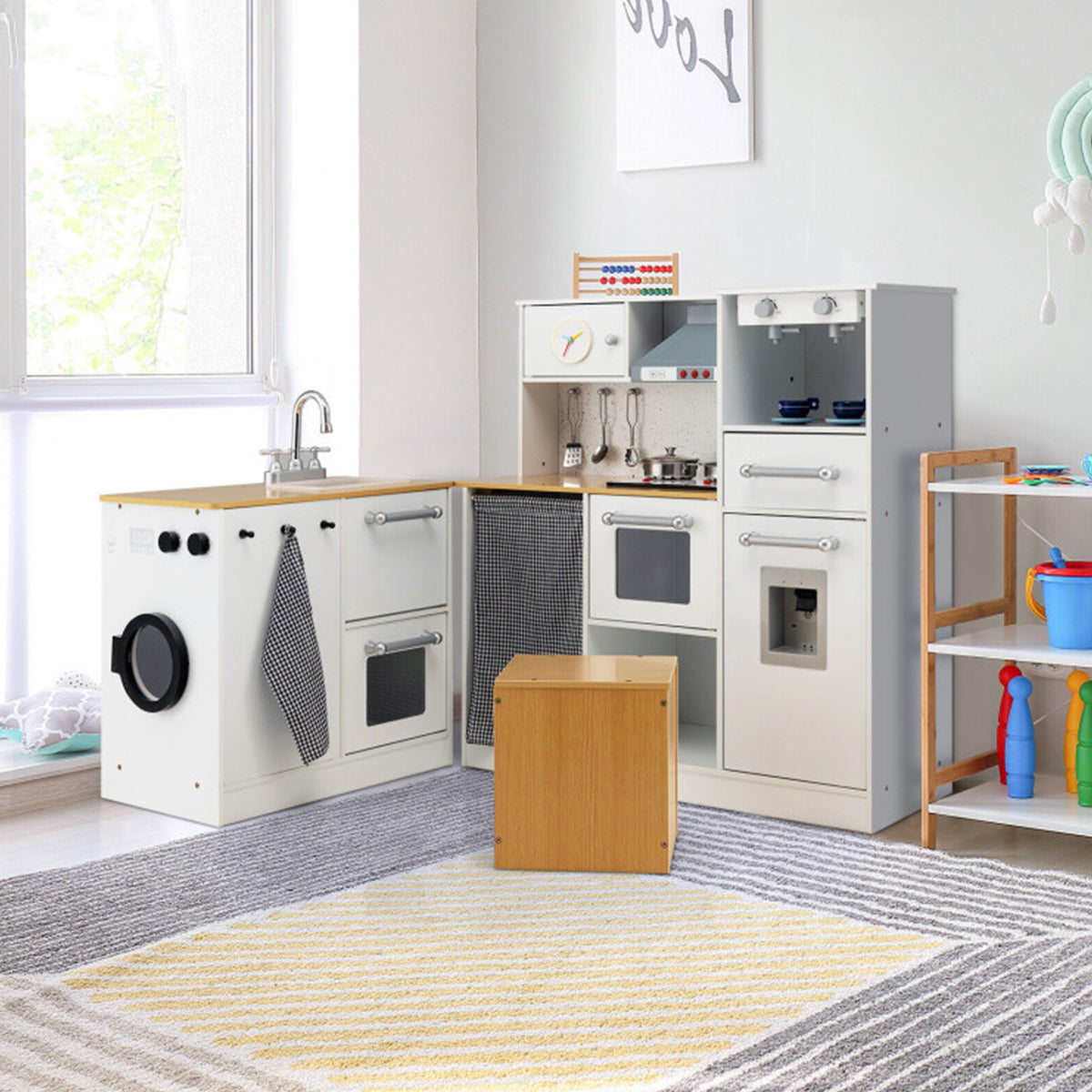 Kids 2-Piece Wooden Pretend Play Kitchen with Sound - image 10