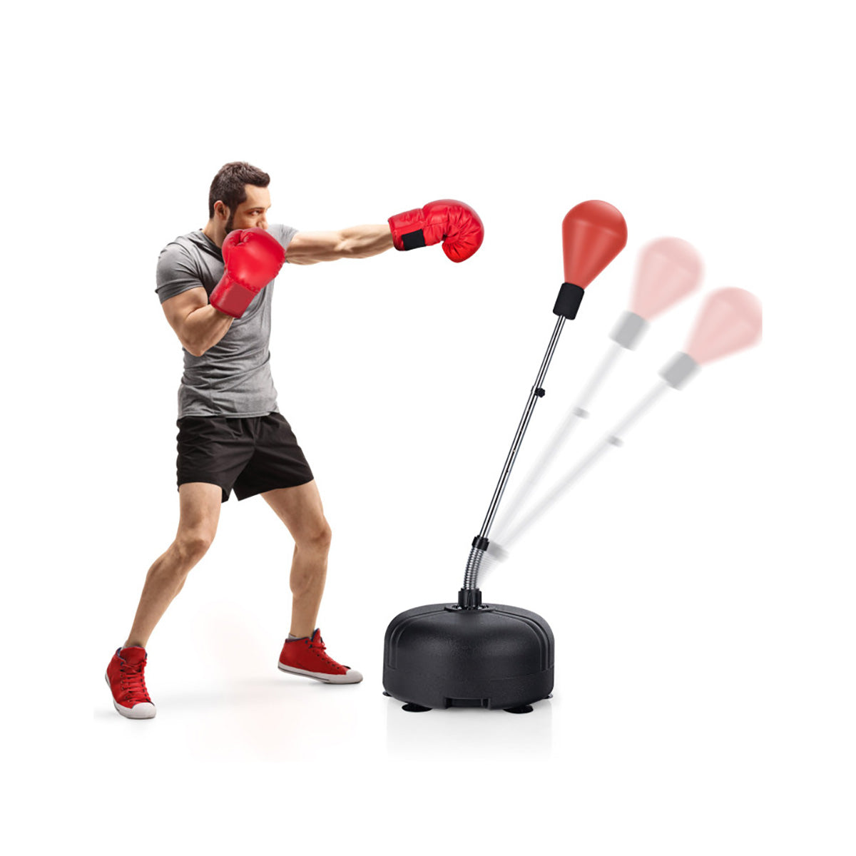Adjustable Freestanding Punching Bag with Boxing Gloves