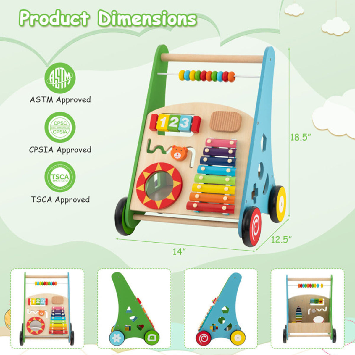 Wooden Push Walker Activity Center - image 8