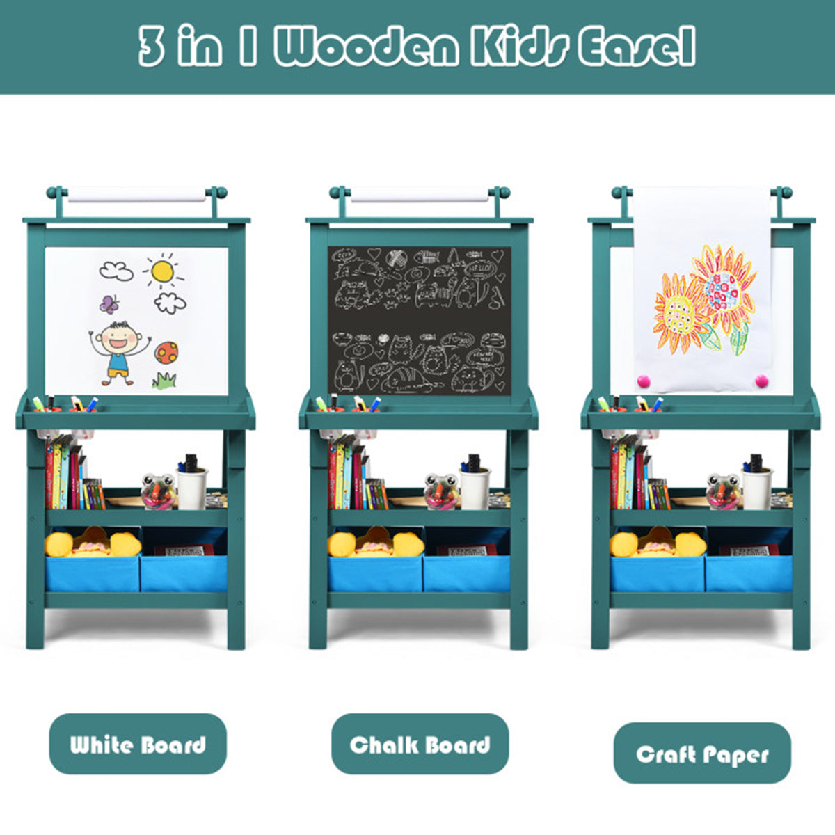 3-in-1 Kids Double-Sided Art Easel - image 24