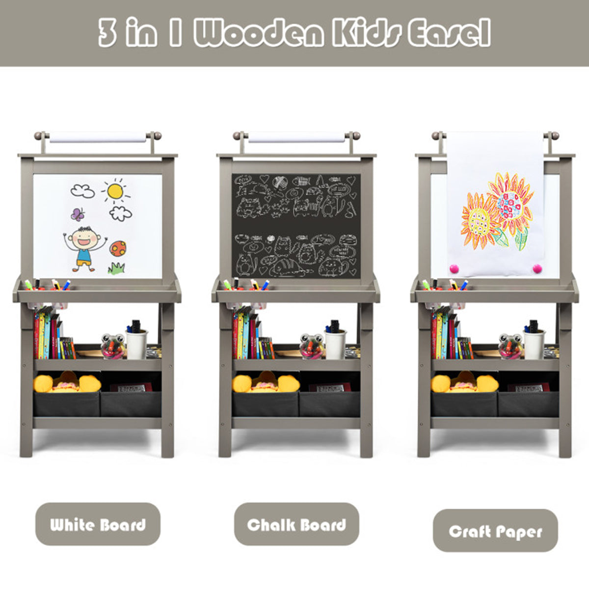3-in-1 Kids Double-Sided Art Easel - image 15