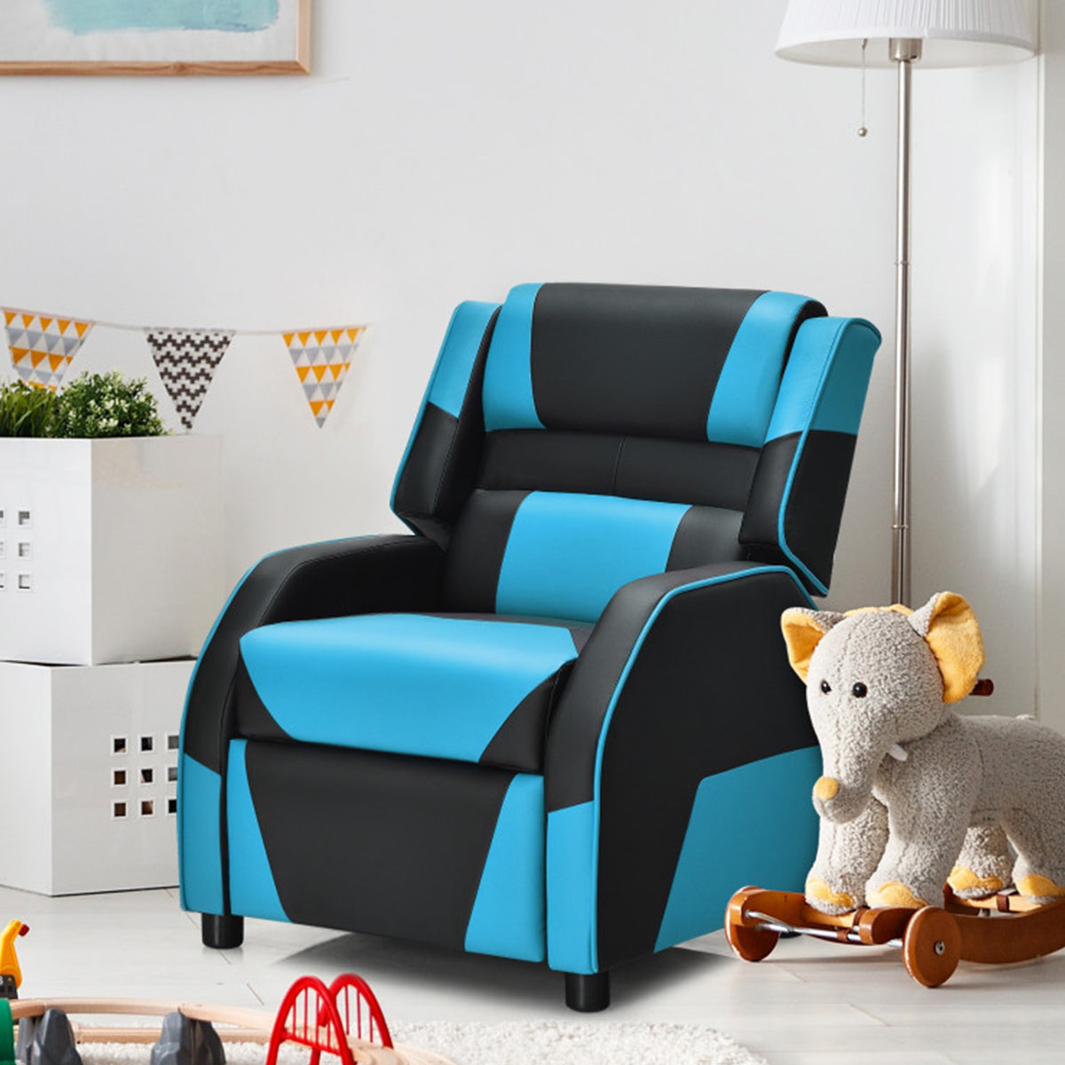 Kids Gaming Sofa Recliner with Headrest and Footrest - image 24