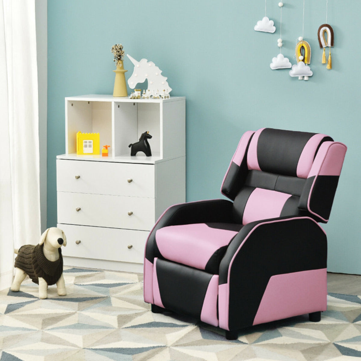 Kids Gaming Sofa Recliner with Headrest and Footrest - image 12