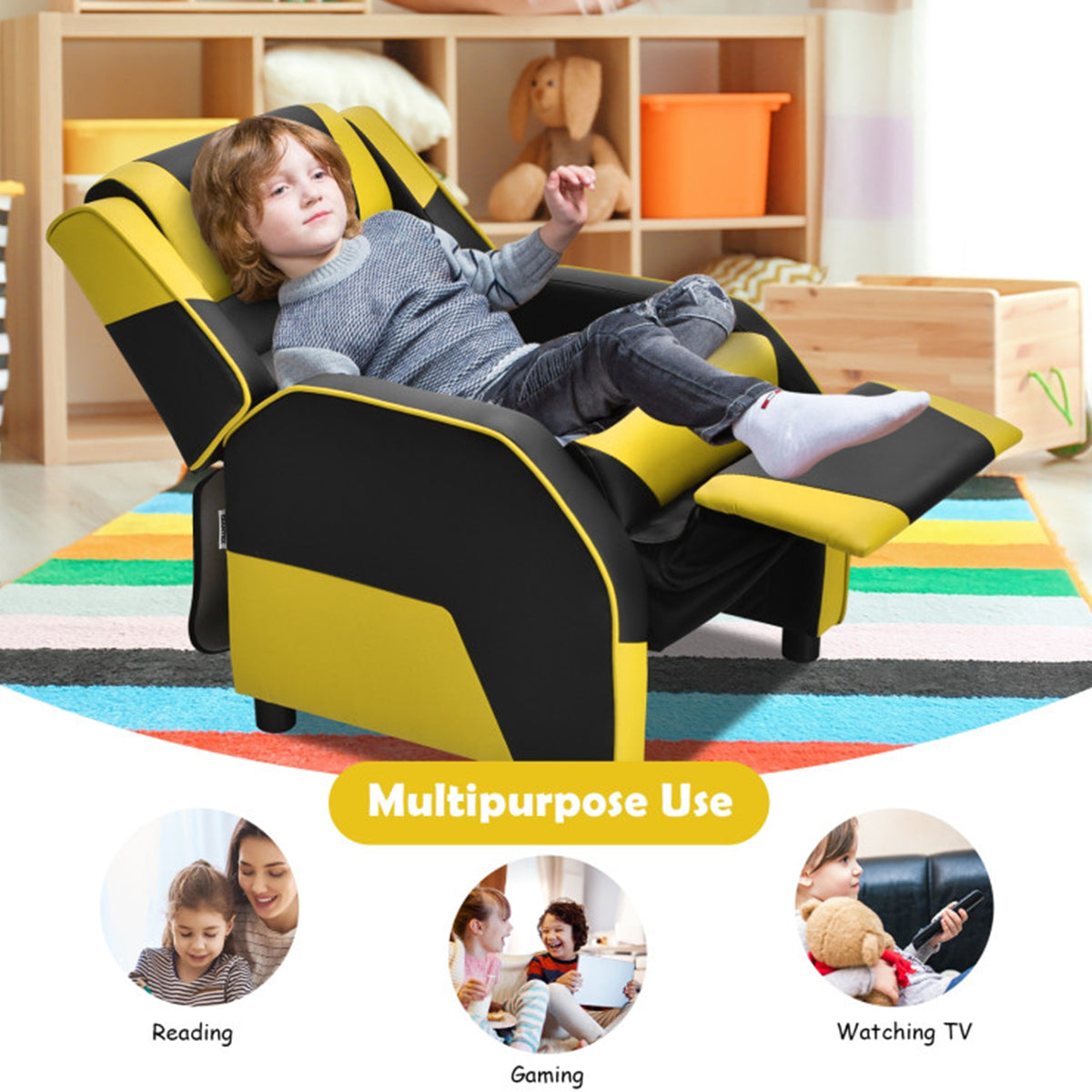 Kids Gaming Sofa Recliner with Headrest and Footrest - image 60