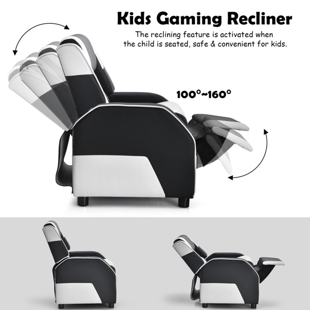 Kids Gaming Sofa Recliner with Headrest and Footrest - image 42