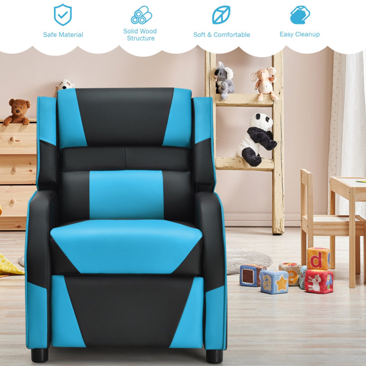 Kids Gaming Sofa Recliner with Headrest and Footrest - image 20