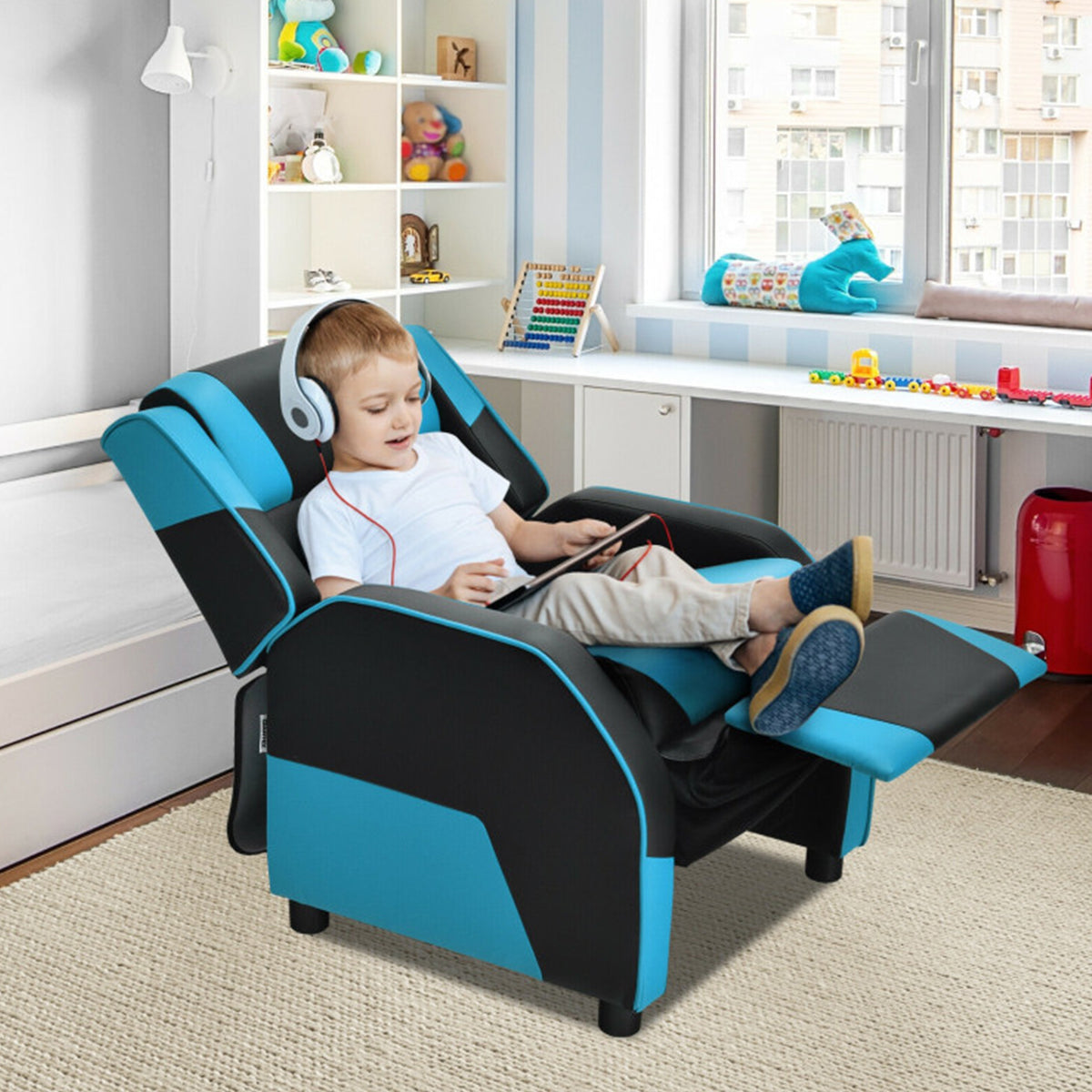 Kids Gaming Sofa Recliner with Headrest and Footrest - image 21