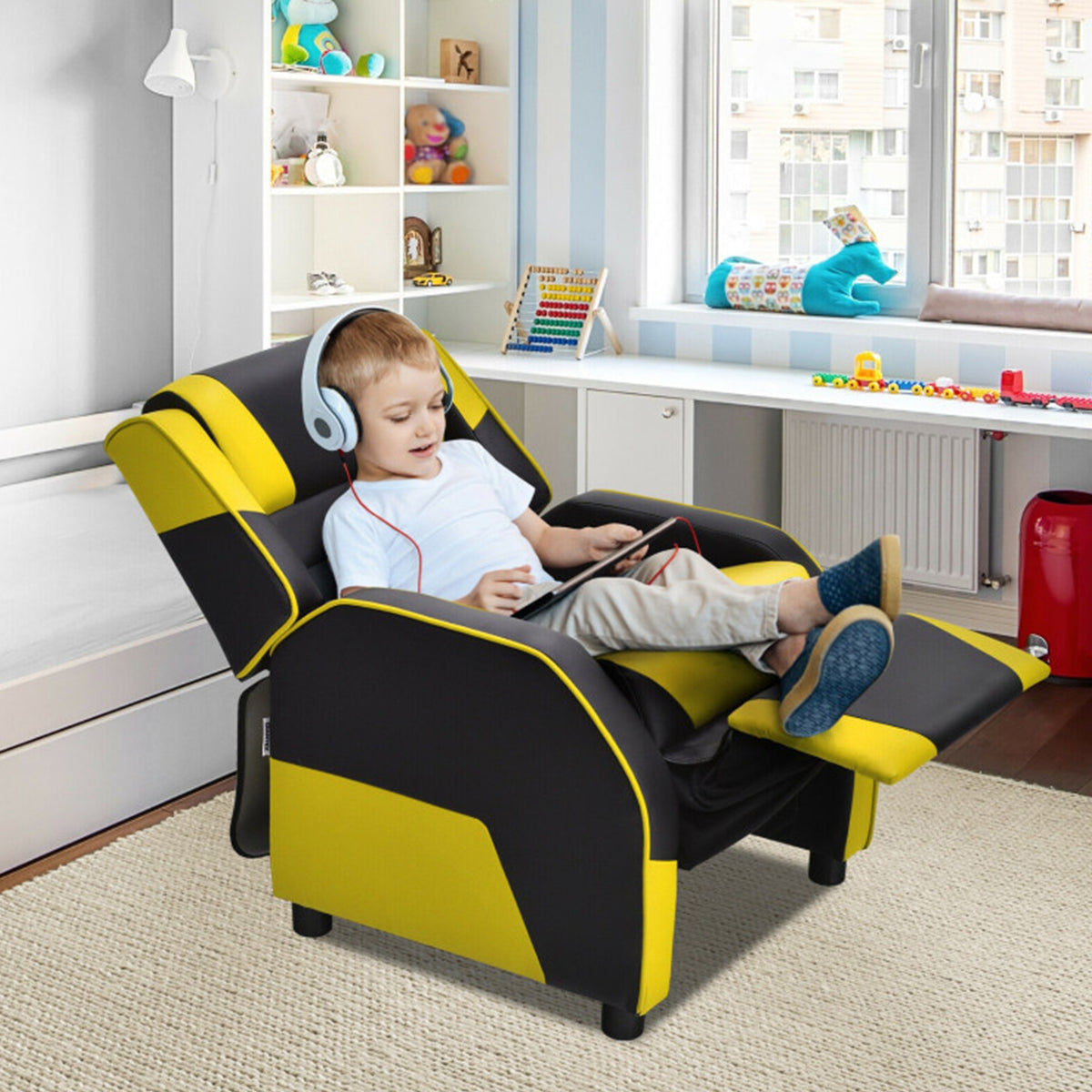 Kids Gaming Sofa Recliner with Headrest and Footrest - image 57