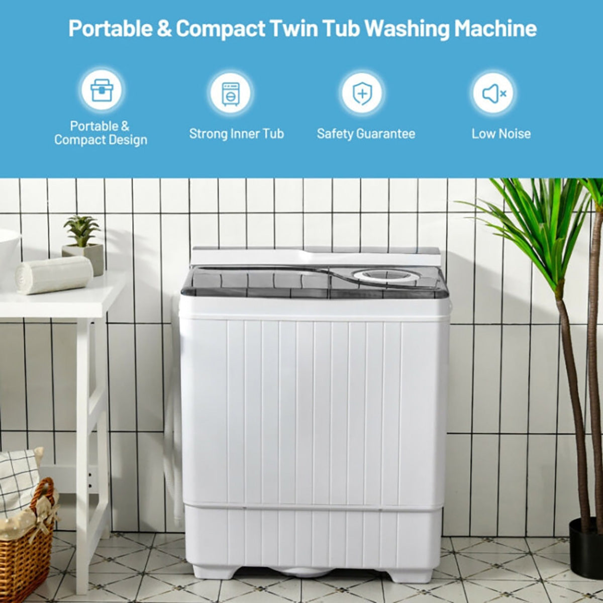 Portable Semi-Automatic Washing Machine with Built-in Drain Pump - image 9