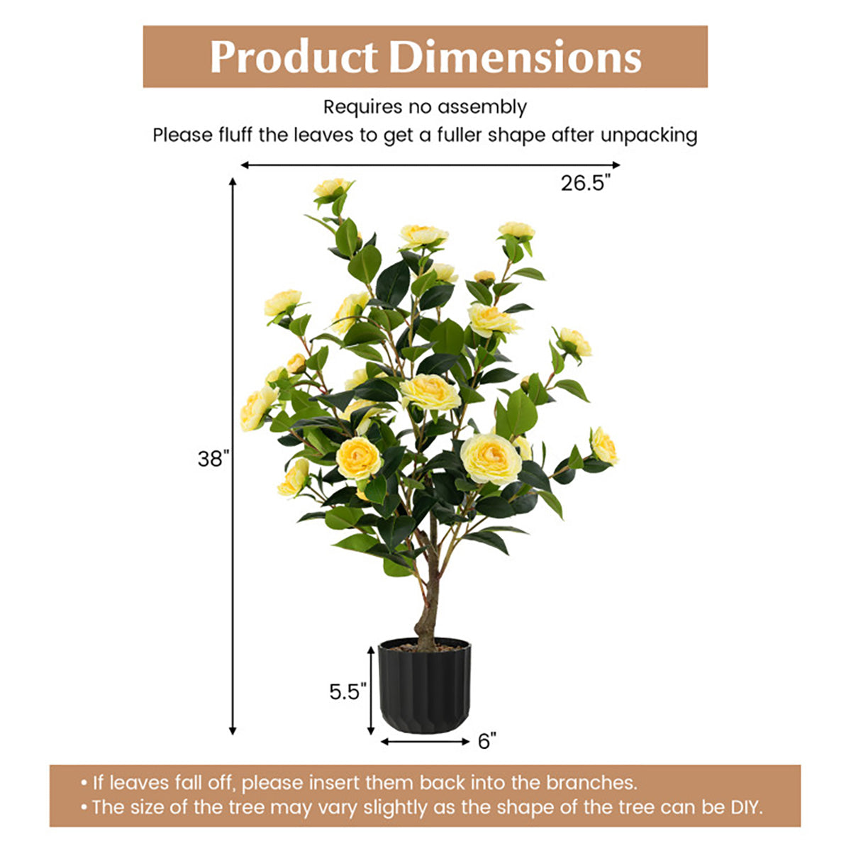 38'' Artificial Camellia Flower Trees with Cement Pot (Set of 2) - image 12