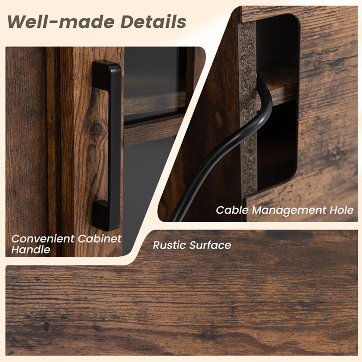 58'' Fireplace TV Stand with Side Cabinets - image 18
