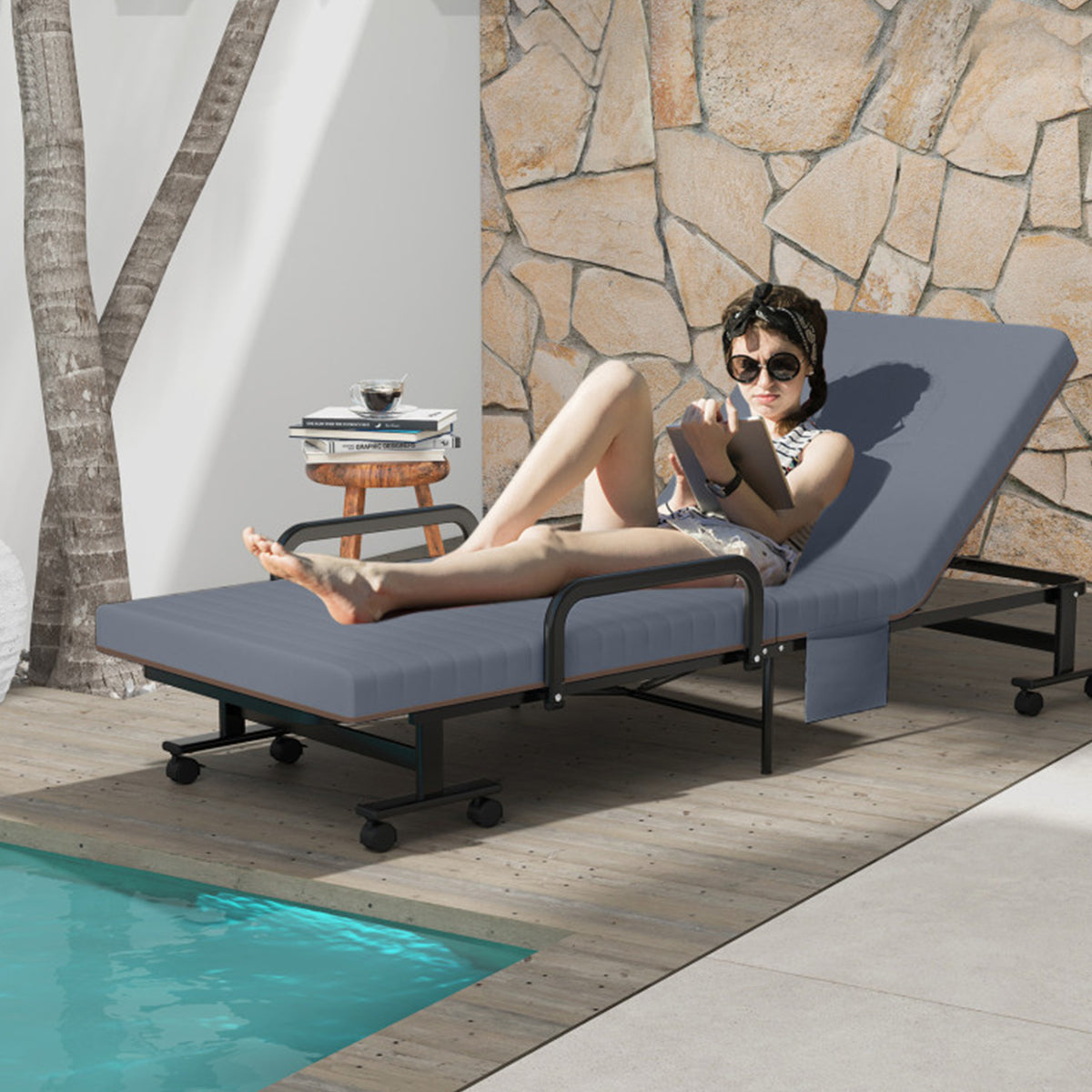 Portable Adjustable Guest Single Bed Twin Mattress