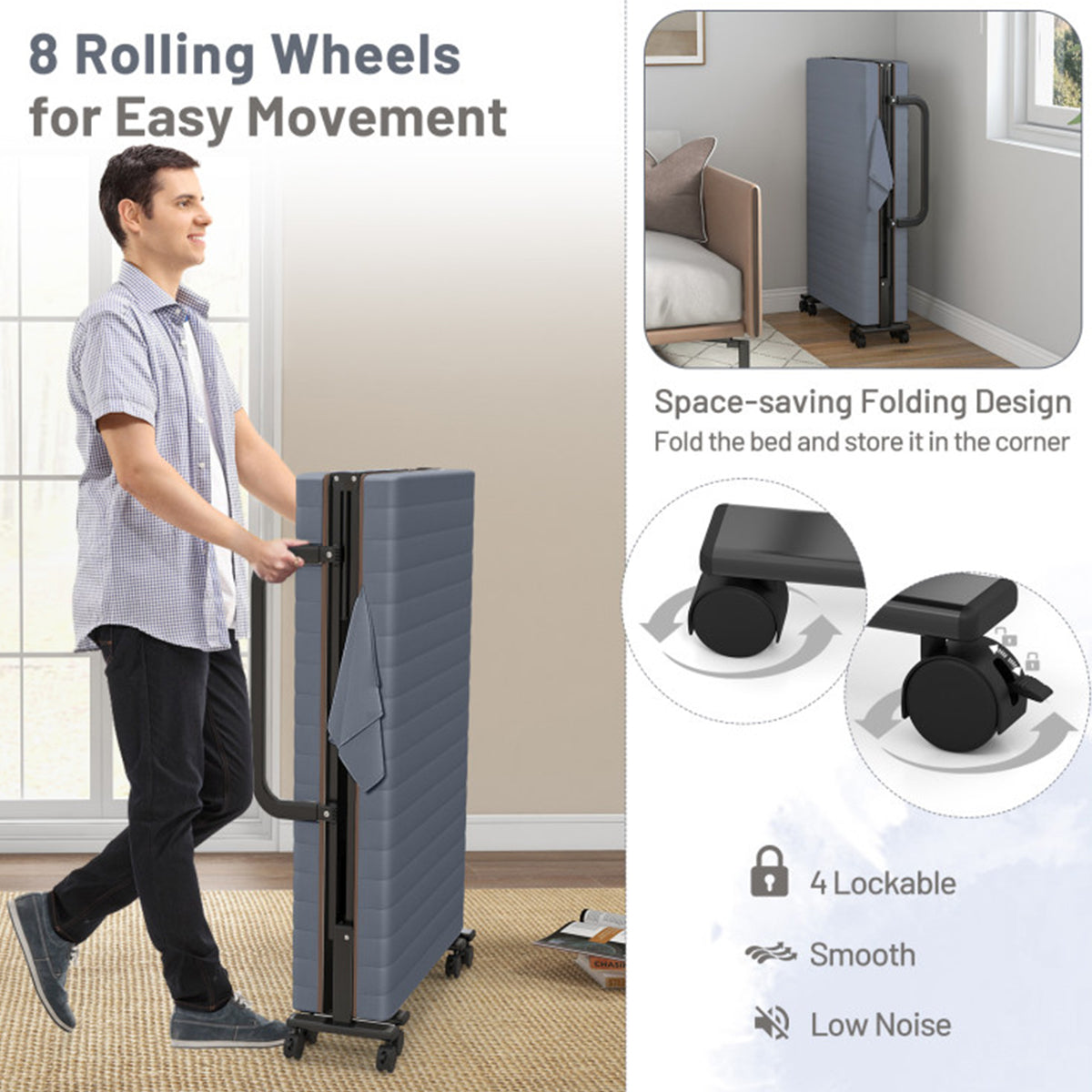 Portable Adjustable Guest Single Bed Twin Mattress - image 4