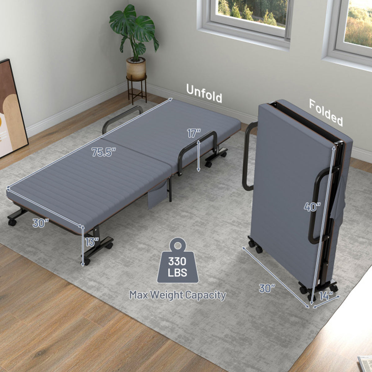 Portable Adjustable Guest Single Bed Twin Mattress - image 9