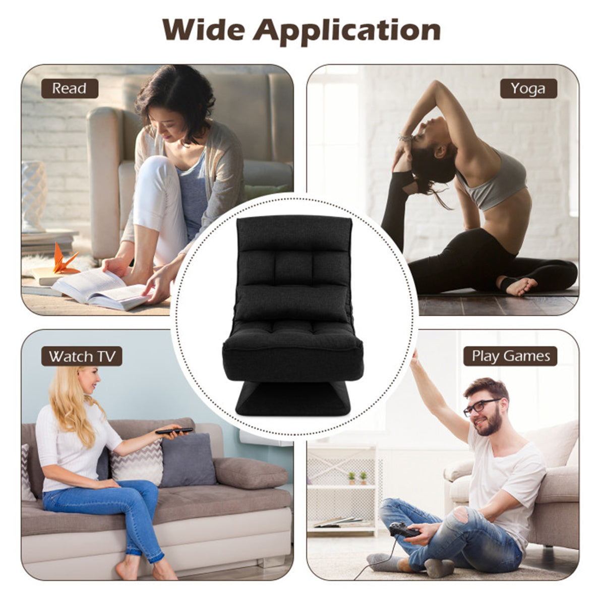 Adjustable 360° Swivel Floor Chair with Massage Pillow - image 24