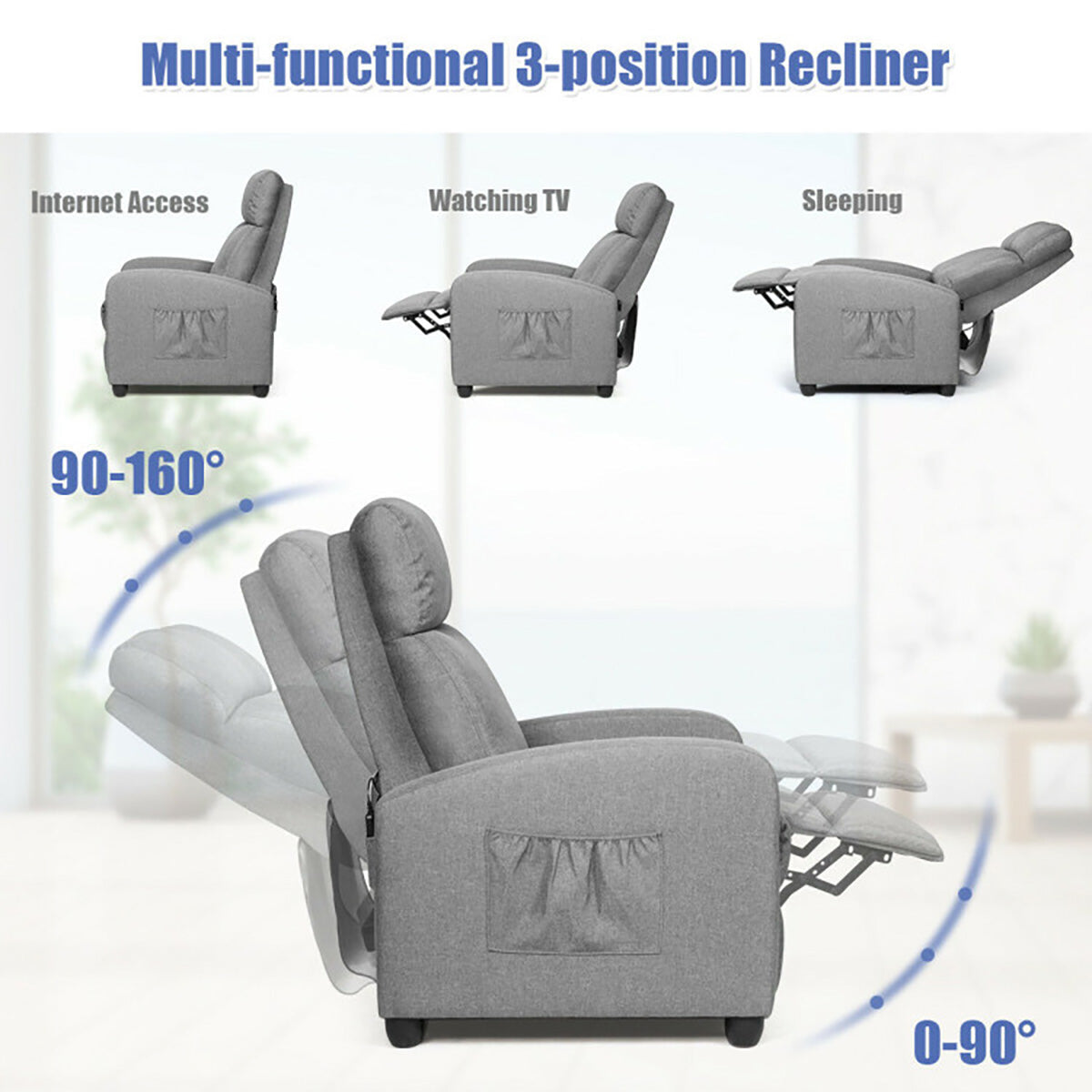 Wingback Massaging Recliner Chair - image 14