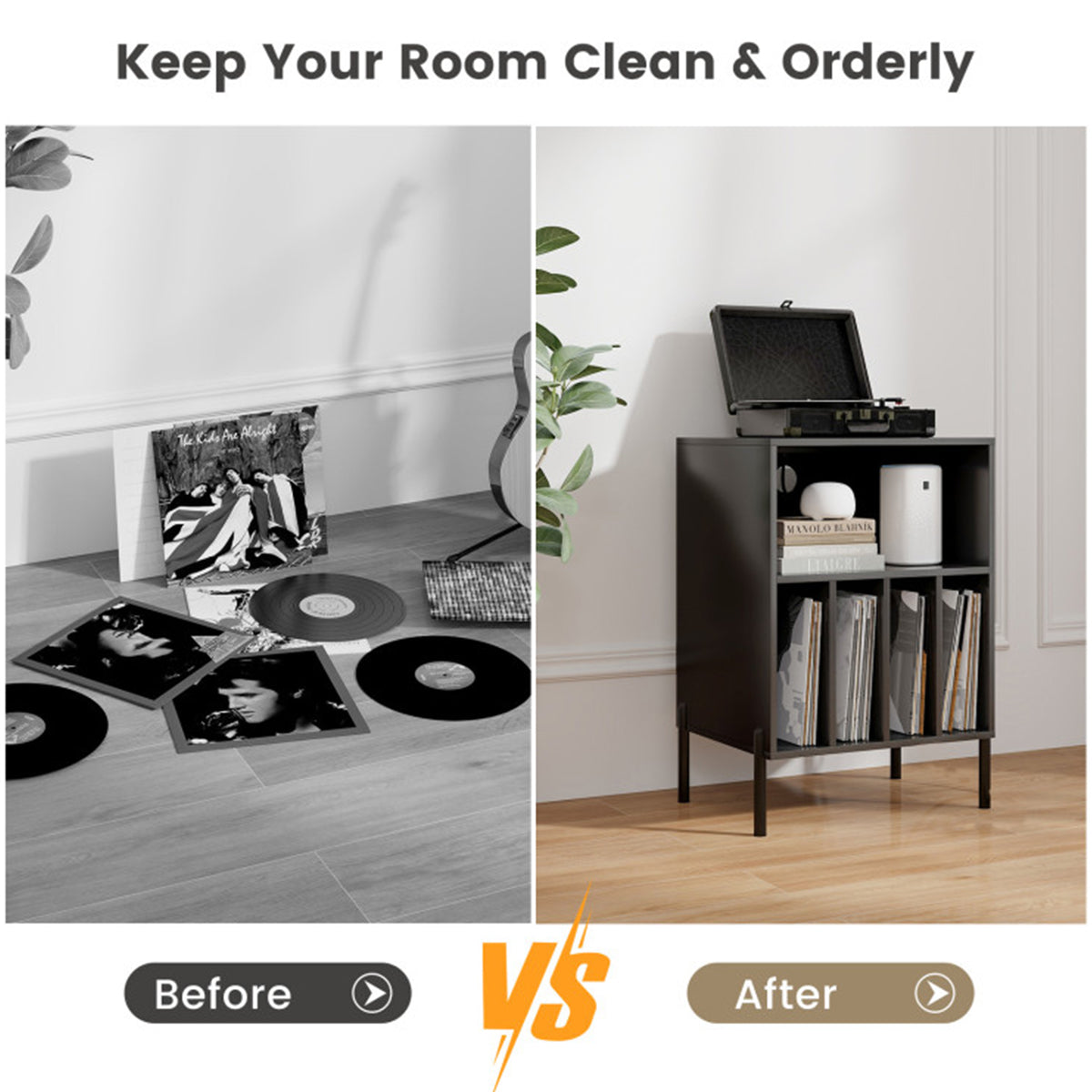 Record Player Storage Stand with Charging Station - image 22