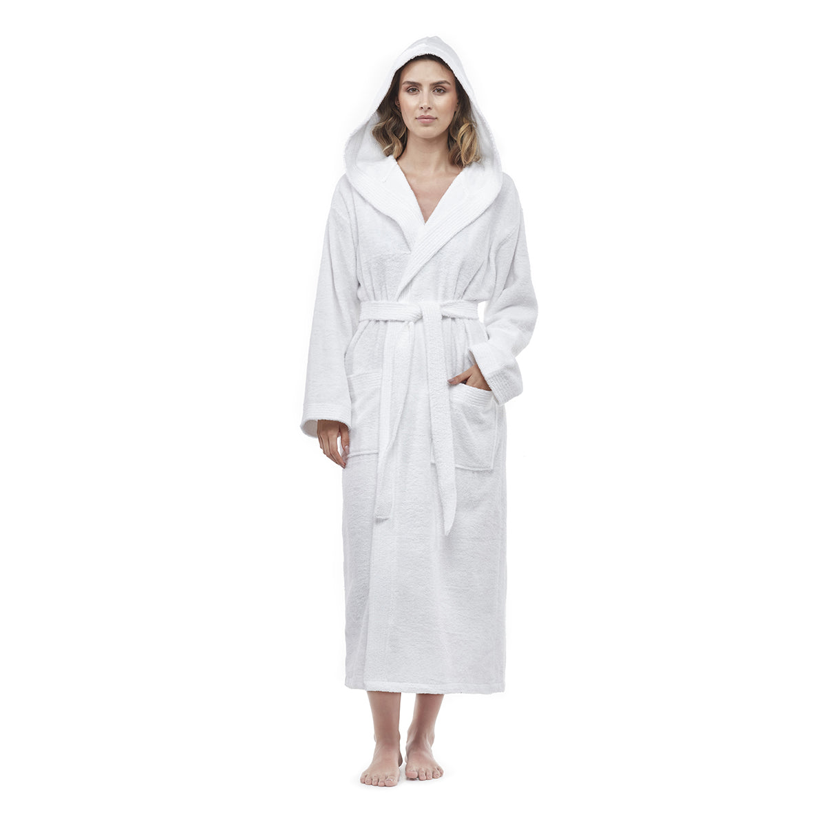 Turkish Cotton Mid-Calf Length Hooded Bathrobe - image 20