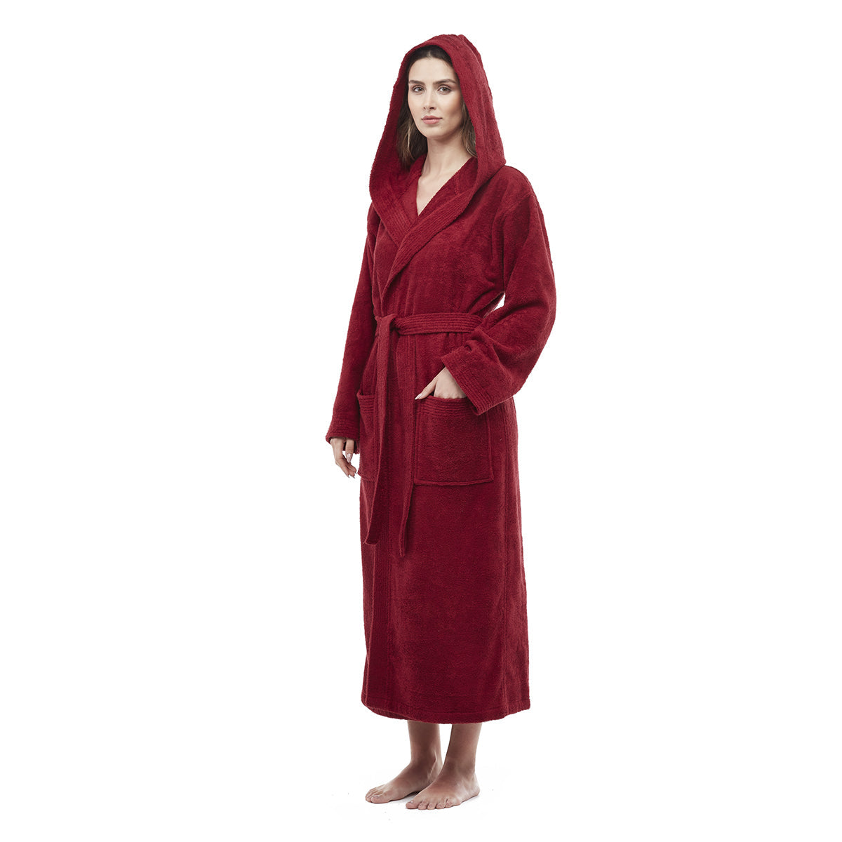 Turkish Cotton Mid-Calf Length Hooded Bathrobe - image 3
