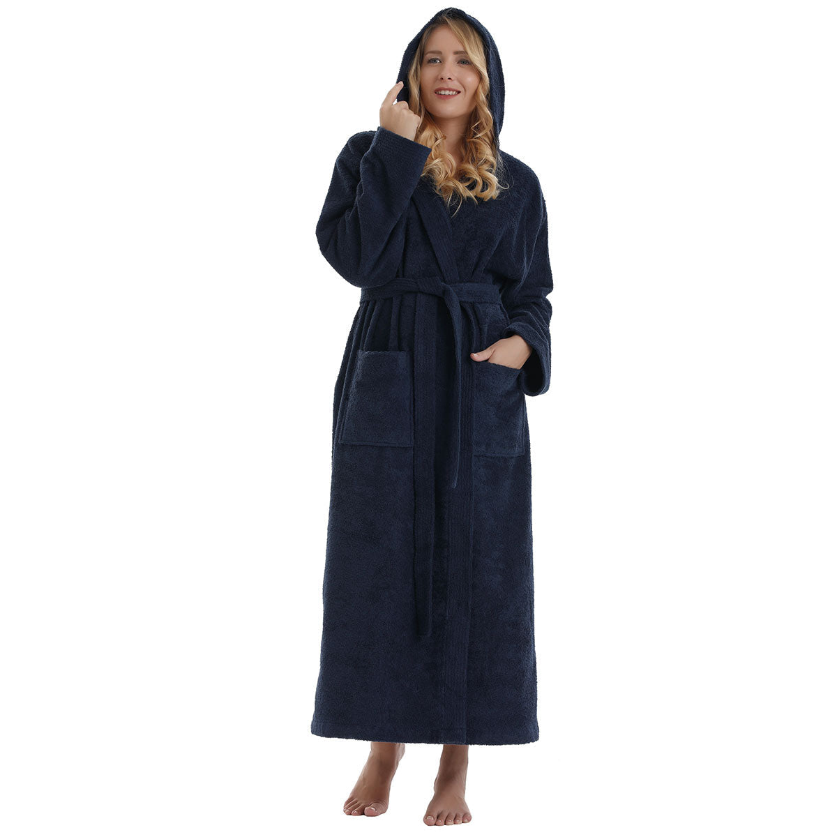 Turkish Cotton Ankle Length Hooded Bathrobe - image 16