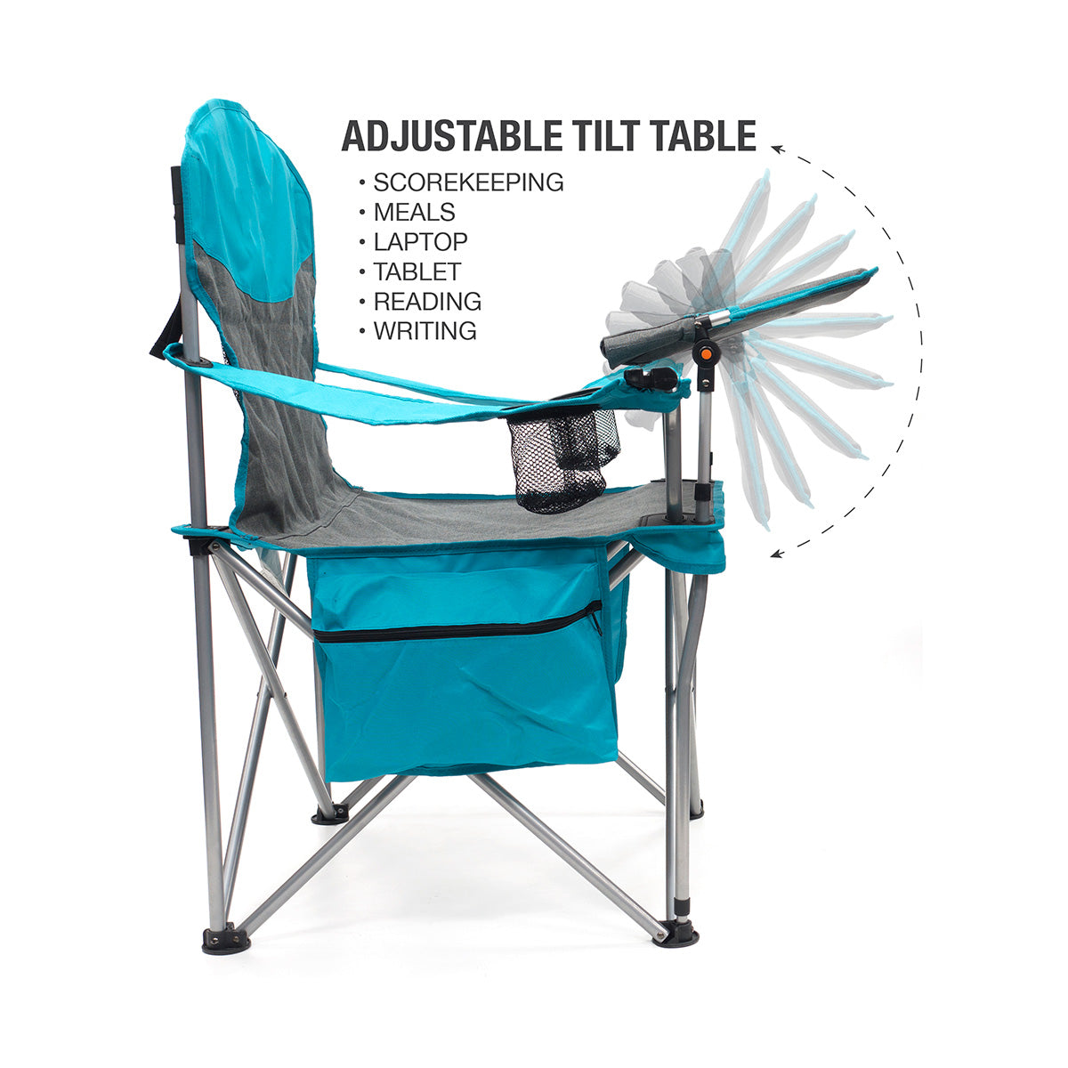 Collapsible Folding Outdoor Chair with Adjustable Table - image 3