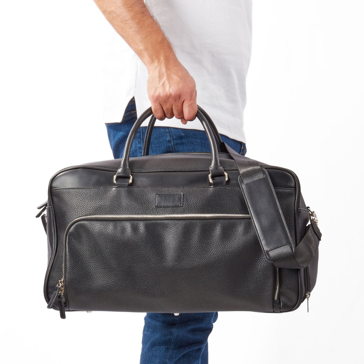 Leather Weekender Bag with Detachable Shoulder Strap