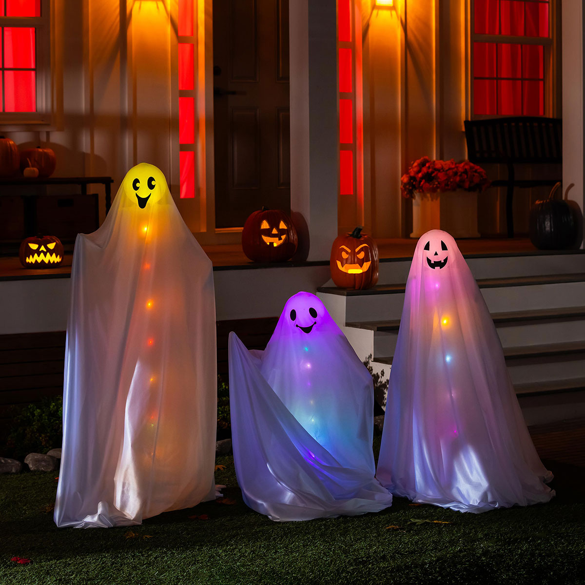 Lighted Outdoor Ghost Stakes (Set of 3)