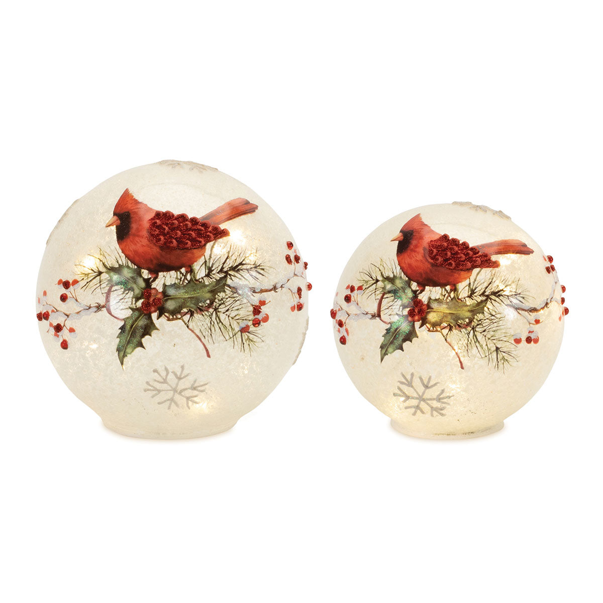 LED Cardinal and Holly Globes (Set of 2) - image 2