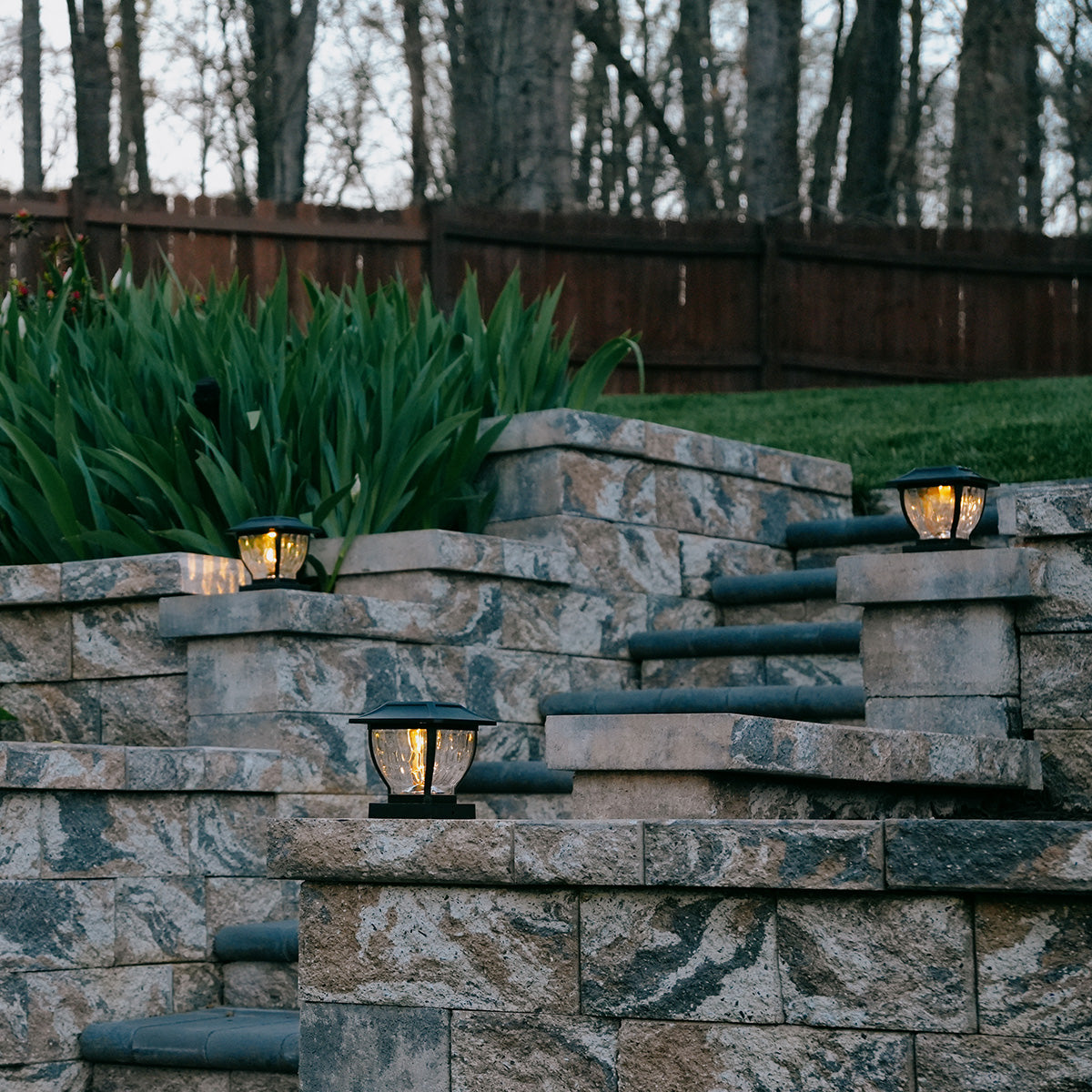Wave Style Solar Powered Post Lights (Set of 4) - image 4