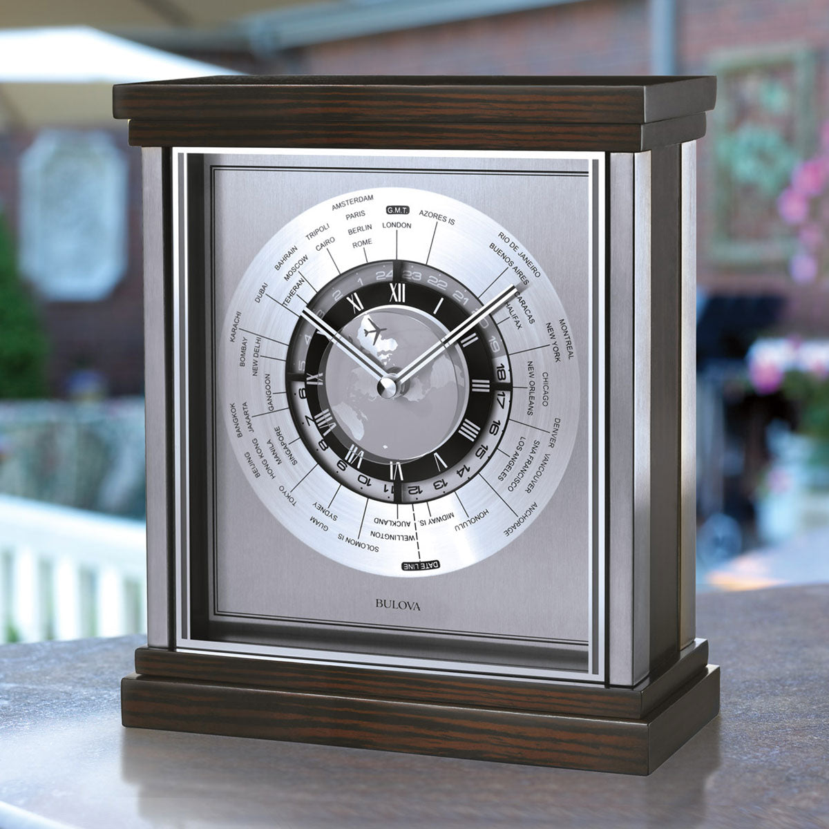 Bulova Wyndmere World Time Table Top Clock