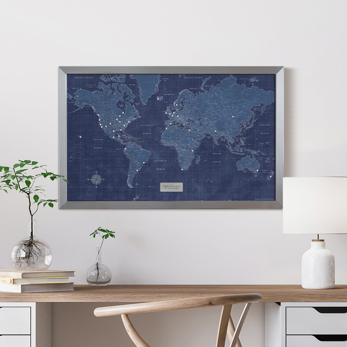 Modern Blueprint World Travel Map