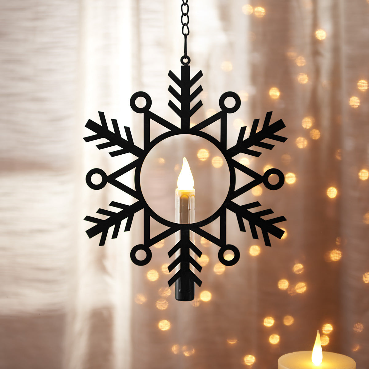 Flameless Hanging Snowflake Candles (Set of 4)