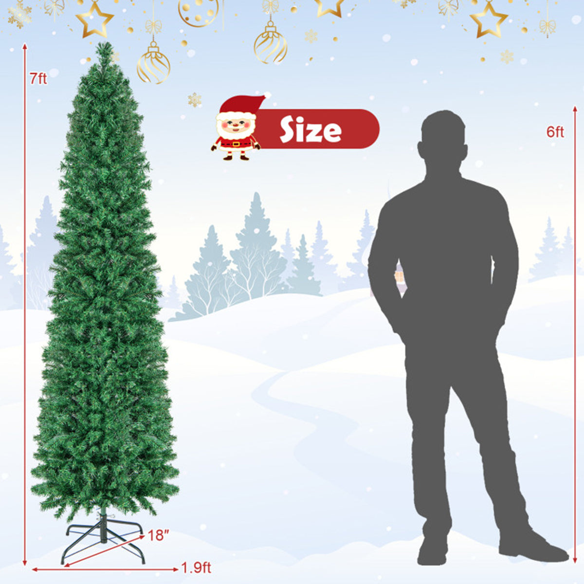 7' Pre-lit Artificial Pencil Christmas Tree with Fiber Optics - image 10