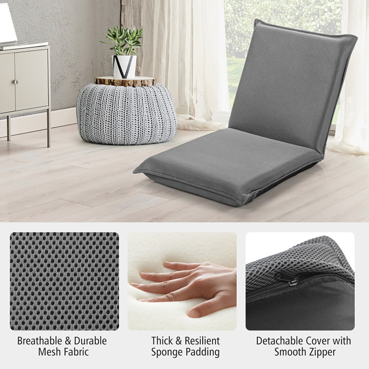 Adjustable 6-Position Folding Floor Chair - image 20