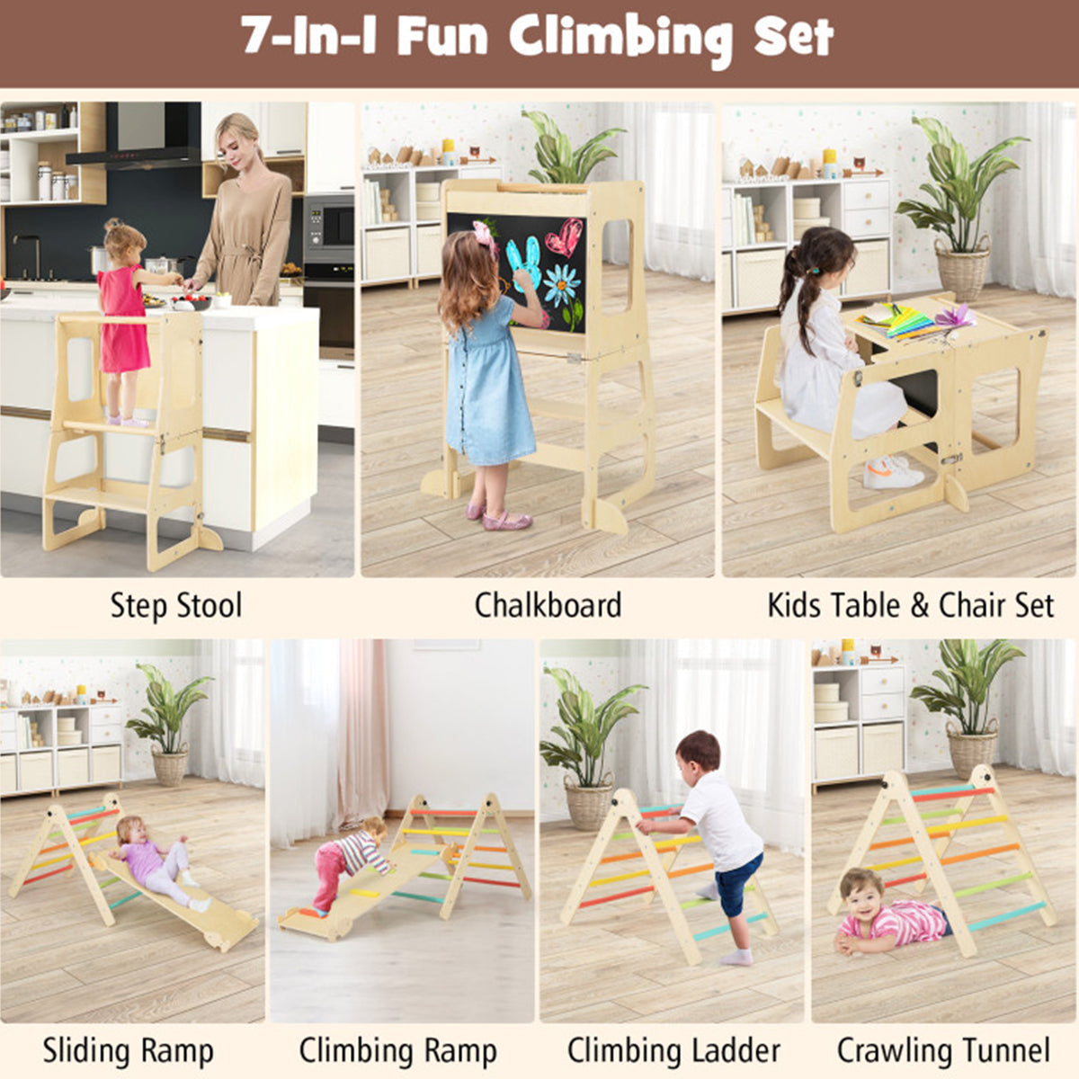 7-in-1 Climbing Toy Connected Table and Chair Set - image 7