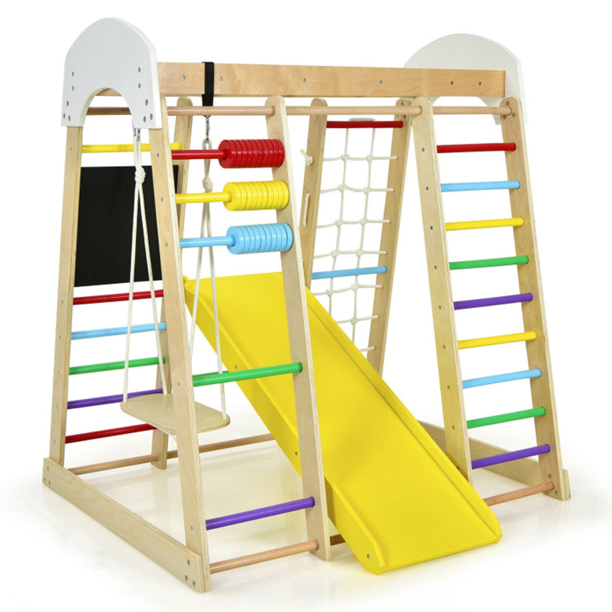 8-in-1 Wooden Climber Play Set with Slide and Swing - image 2