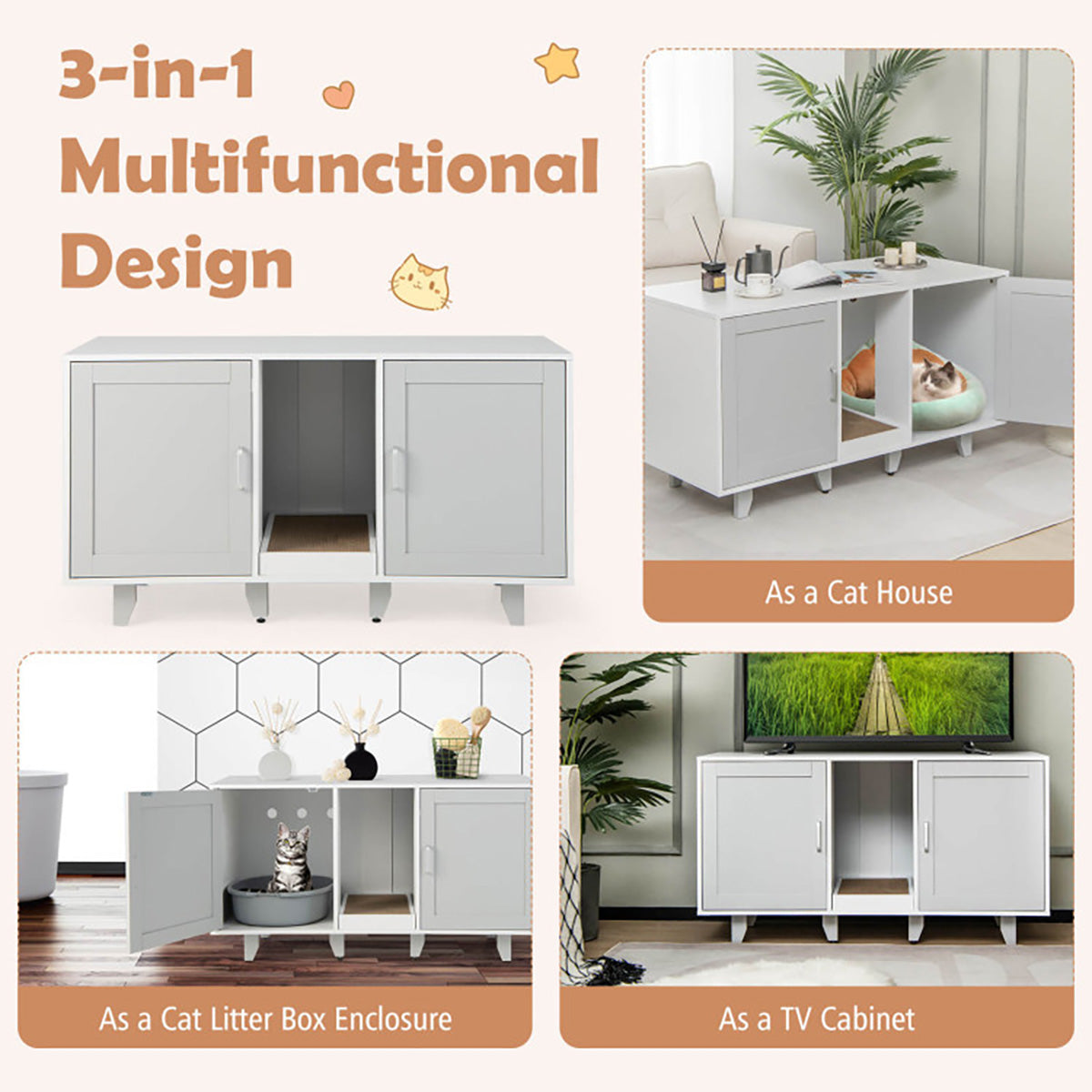Cat Litter Box Enclosure with Scratching Board - image 25