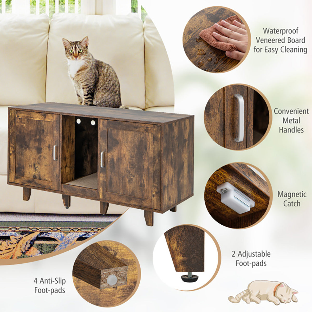 Cat Litter Box Enclosure with Scratching Board - image 37