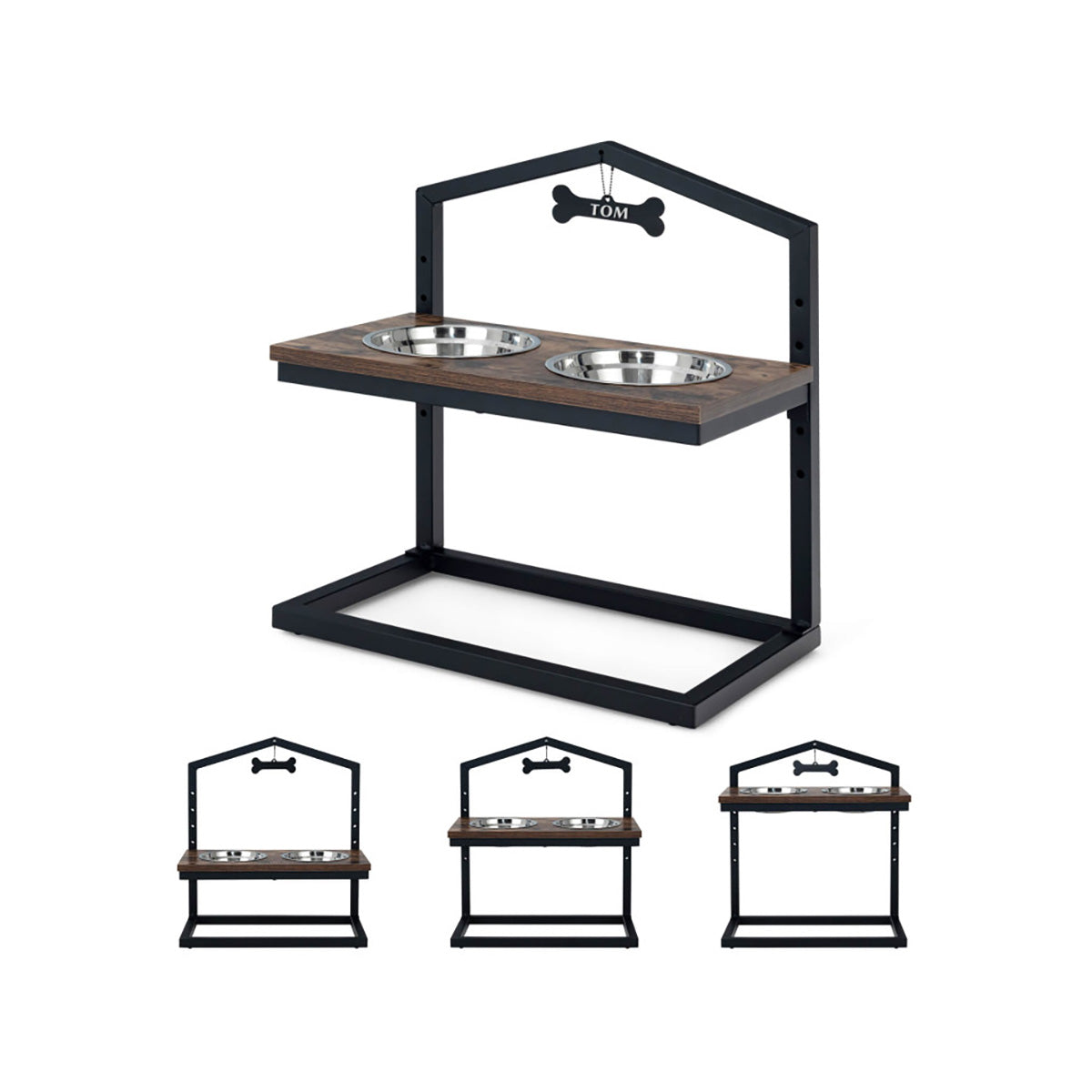 Adjustable Raised Pet Feeder with Stainless Steel Bowls - image 10