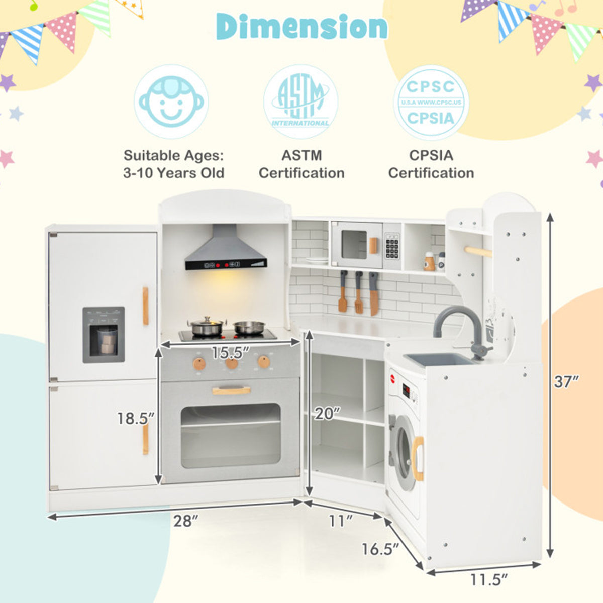 Corner Wooden Pretend Play Kitchen - image 7