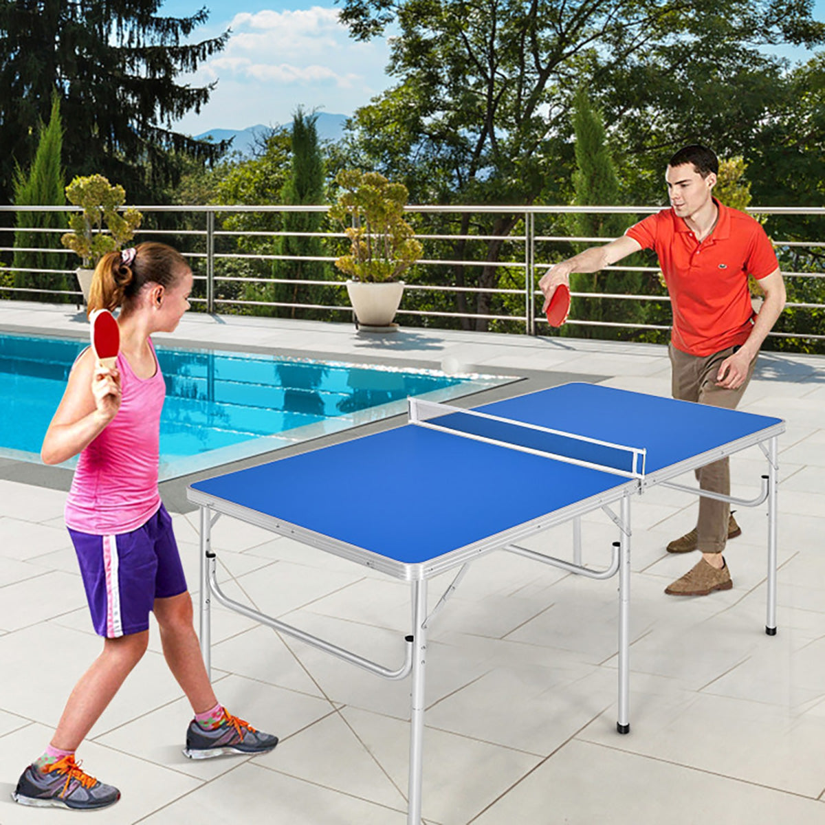 60'' Folding Ping Pong Table Game Set