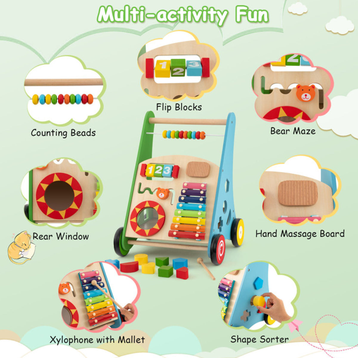 Wooden Push Walker Activity Center - image 4